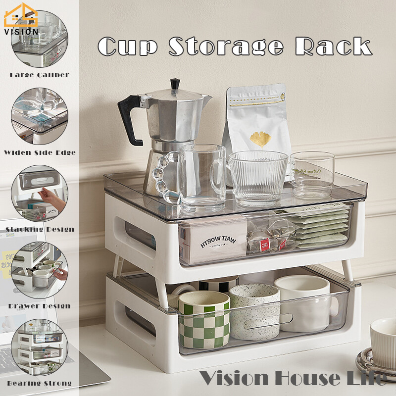 Vision Multi-layer Cup Storage Cabinet Drawer Type Storage Rack Office Tea Bags Capsule Coffee Storage Box Desktop Instant Packet Rack Water Cup Shelf ราคา 1,298 บาท*ส่งฟรี