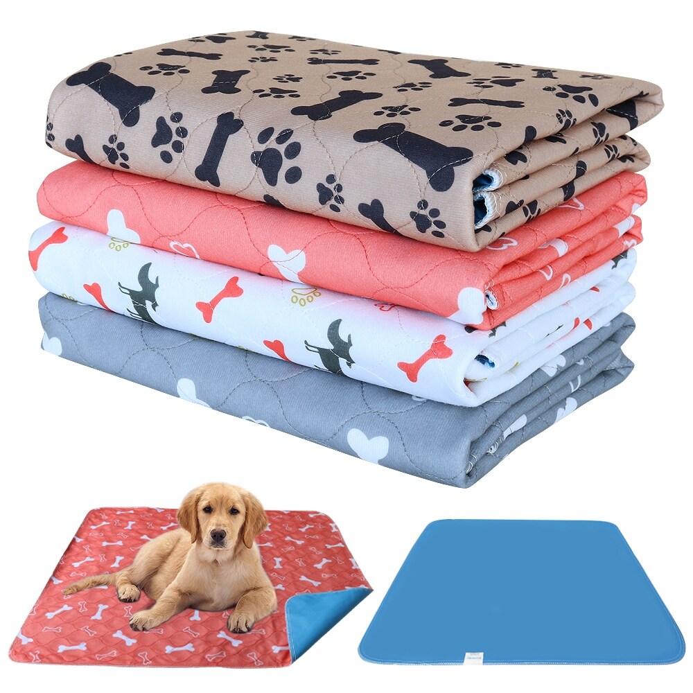 〖Kelulu pet〗Reusable Pet Urine Pad Washable Dog Cat Diaper Mat 3 Layer Absorbent Dogs Diapers Pads Bone Paw Print For Sofa Bed Floor