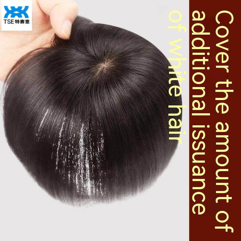  Tse tóc thật hàng đầu tóc vá cho phụ nữ với mái tóc trắng bao gồm hói đầu và kim đi qua thoáng khí tóc thật tóc thẳng ngắn tóc giả vá cho phụ nữ 