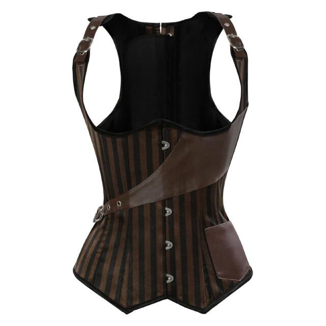 คอร์เซ็ทรัดตัวลายโกธิคพังค์ผู้หญิงผูกเชือกเสื้อรัดเอว Corset ไม่มีกระดูกสายรัด Bodyshape ชุดขนาดใหญ่ S-6XL