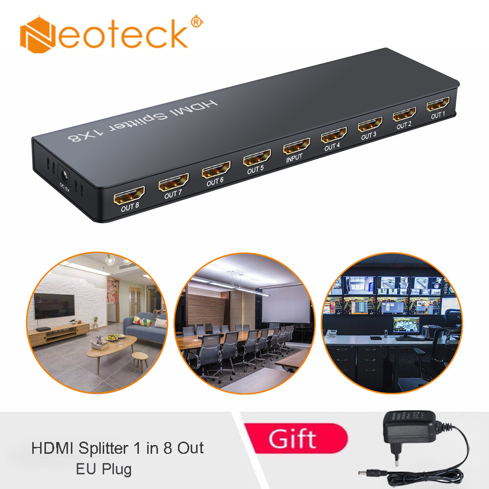 Neoteck Bộ Chia Cổng HDMI 1 Trong 8 Ra Bộ Chia Cổng HDMI 8 Cổng Hỗ Trợ Đầy Đủ HD Siêu Nét 4K 2K 1080P Với PC STB PS3 Roku Blu-Ray Player