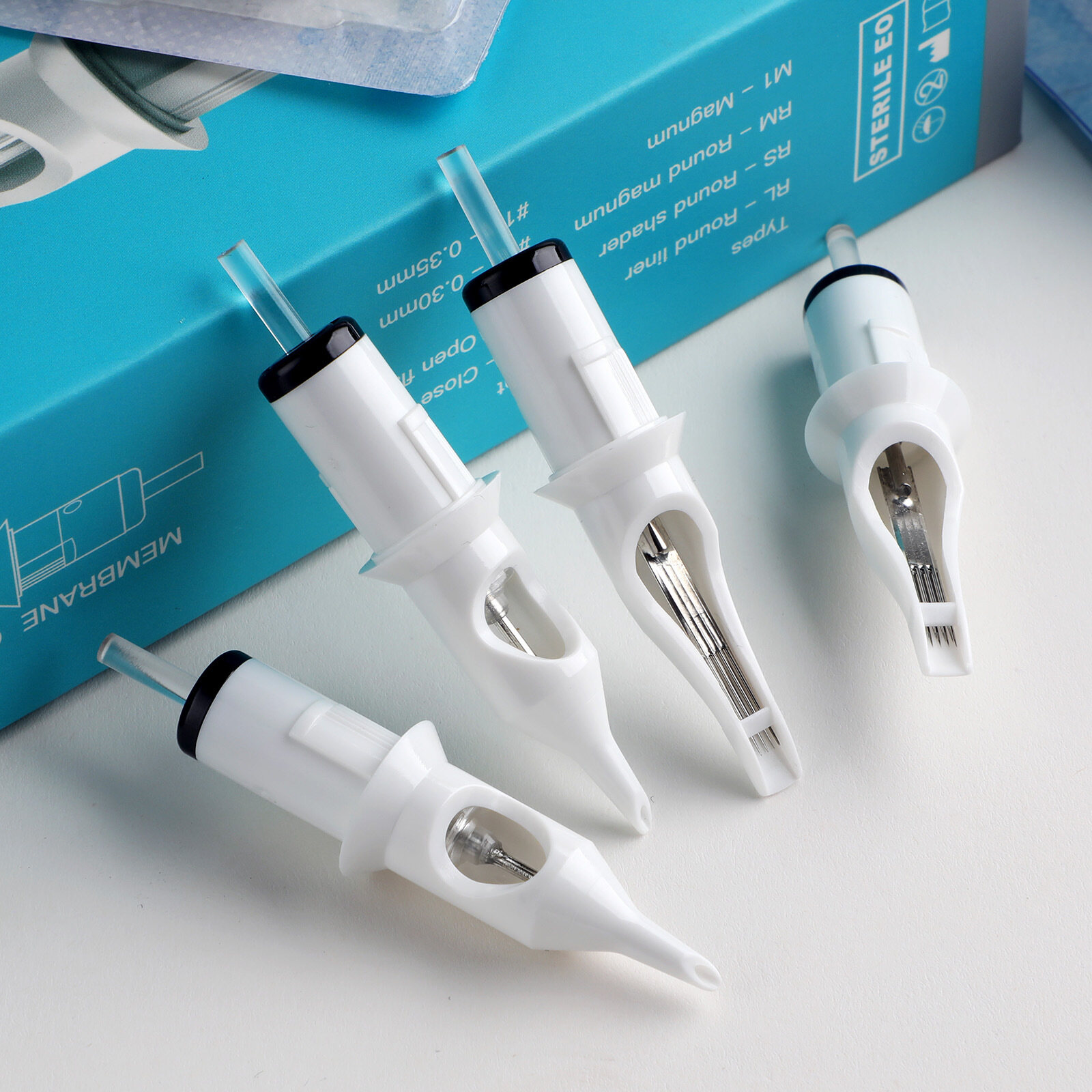 20 cái/hộp solong rm, hộp mực cửa hàng silicone dùng một lần chuyên nghiệp hộp mực xăm diều hâu tiệt trùng, kim để che nắng
