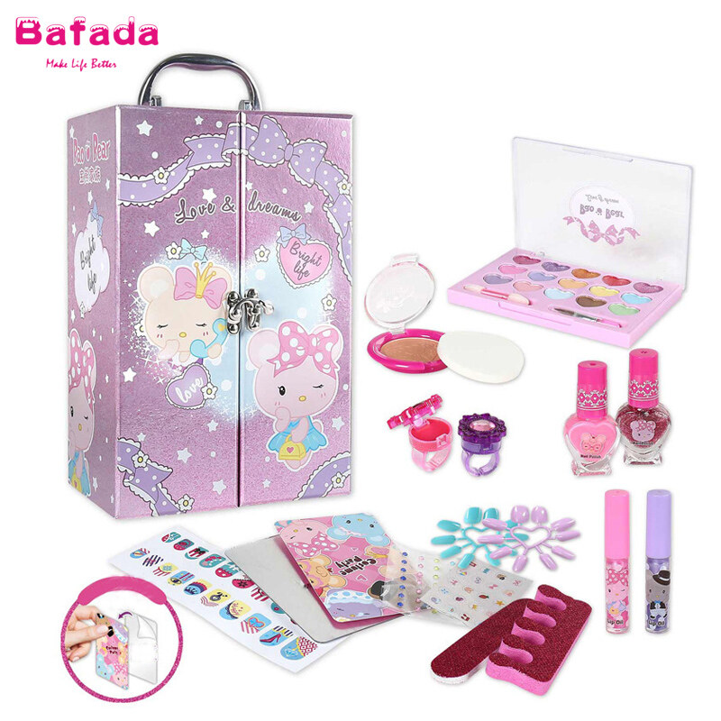 Bafada Professional makeup Box,Make up set for Kids Girl- Safety Tested- Non Toxic,Girls Toy Make Up Kits,kids make up set,lipstick for kids girl,Pretend Play Kids Beauty Salon,Kids Make up Set ราคา 437 บาท*ส่งฟรี
