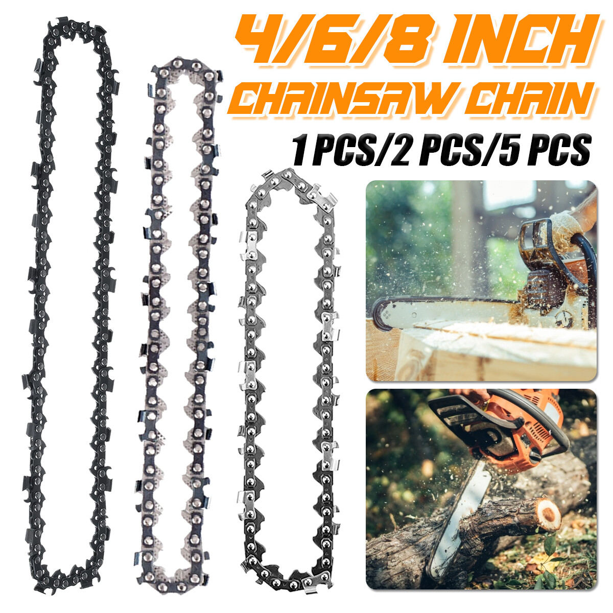 Xích cưa xích thép 4/6/8 inch, phụ kiện cưa cắt tỉa chạy điện thay thế dụng cụ làm vườn