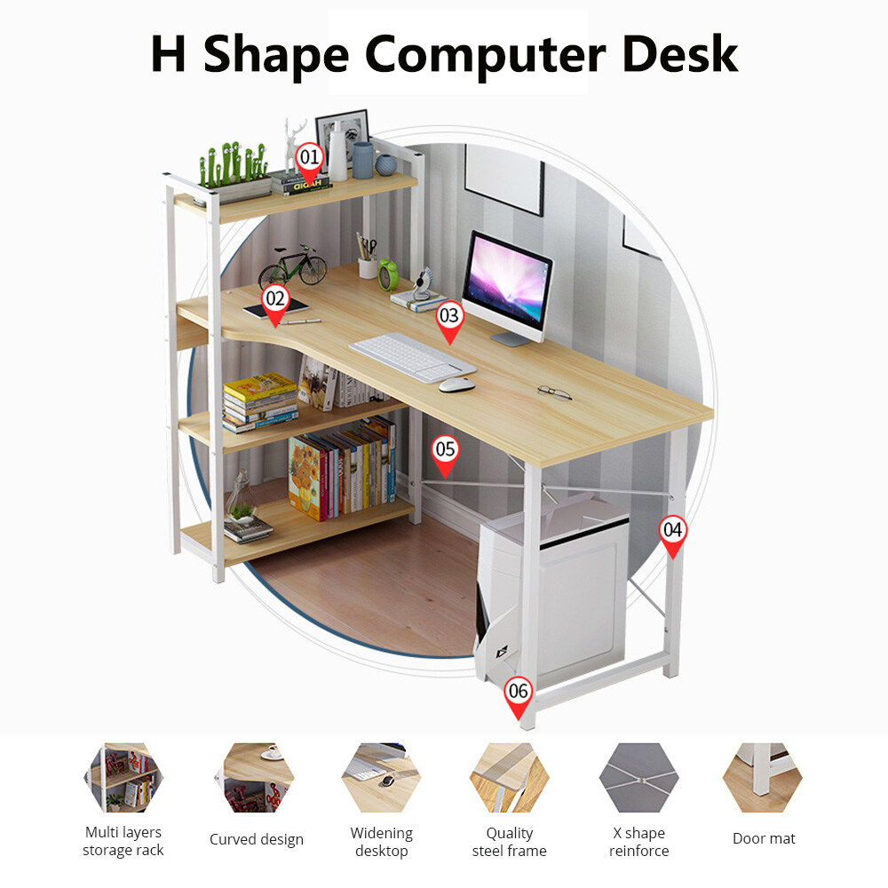 Generic 4 Tier Modern M Style Computer Table Variety Bookshelf Multi