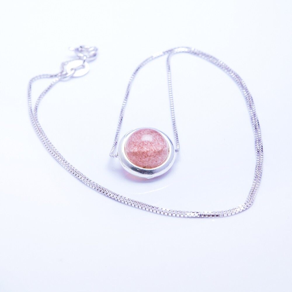 Ancarat - dây chuyền bạc đá phong thủy thạch anh dâu d4