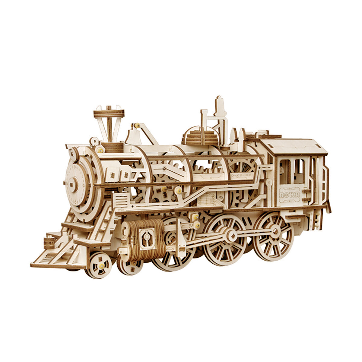 wooden mechanical train