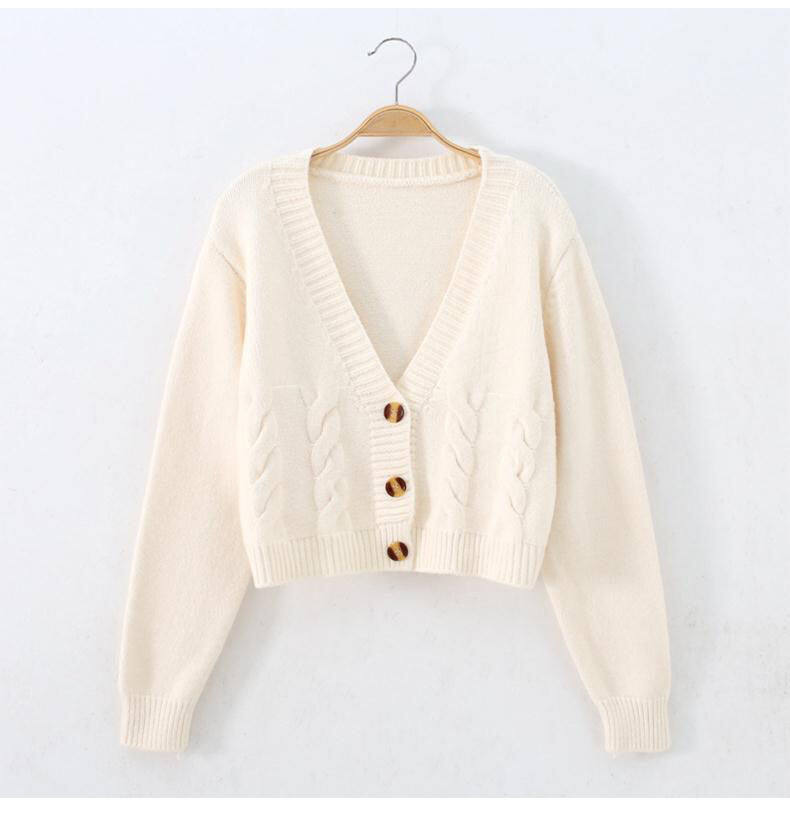 Autumn 2020 new twist hot girl style knit sweater jacket women's autumn and winter wear short loose sweater cardigan