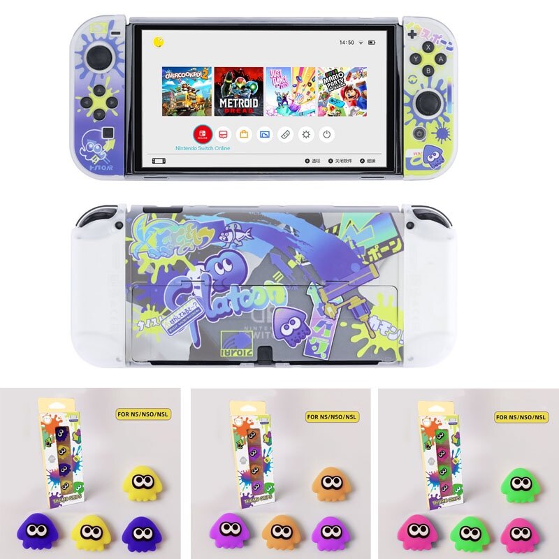 Ốp cứng bằng nhựa trong suốt mờ vỏ bảo vệ đứng cho nintendo switch oled ns joycon vỏ bảo vệ toàn bộ bằng pha lê