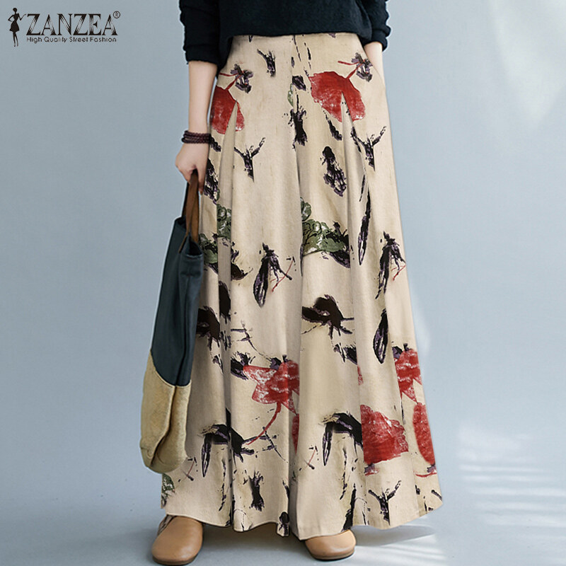 Hijabfab zanzea muslimah quần culottes nữ quần ống rộng ống rộng quần dài ống loe