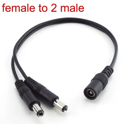 5.5mm*2.1mm 1 Female to 2 Male Connector Male to Female Plug DC Power Splitter Cable CCTV LED Strip Light Power Supply Adapter (1)