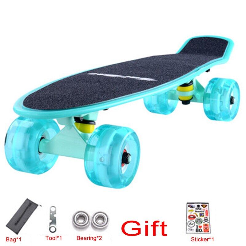 ใหม่22นิ้วสเก็ตบอร์ด Mini Cruiser สเก็ตบอร์ดพลาสติก Longboard กล้วย Fishboard Street กีฬากลางแจ้งสำหรับเด็กผู้หญิงเด็กผู้ชาย