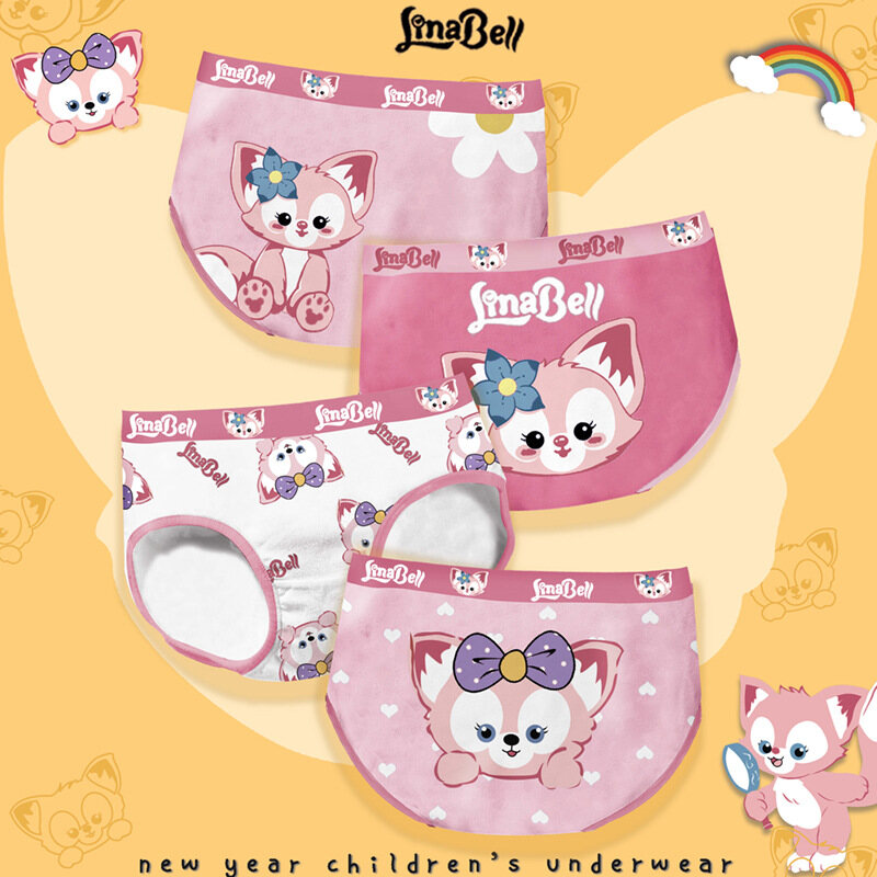Linabells 4 chiếc quần lót cho bé gái quần lót đùi cotton quần lót trẻ em quần đùi bé gái quần lót mỏng in hình hoạt hình cho trẻ em