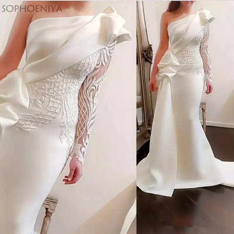 white long sleeve evening gown