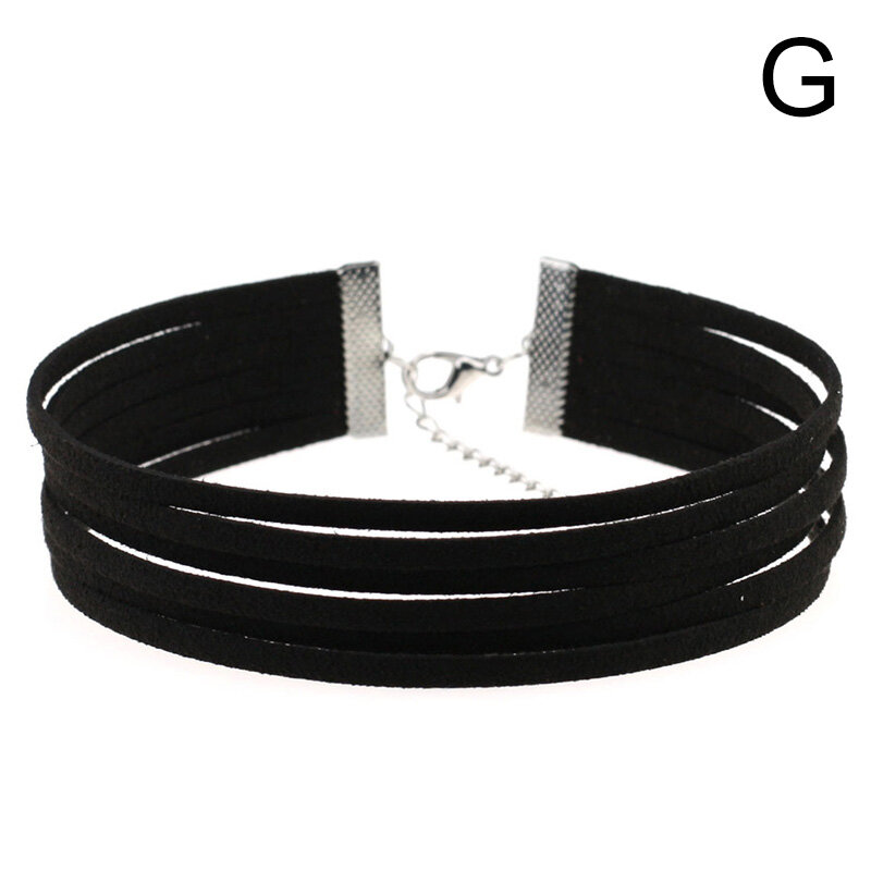 Bdti 1 chiếc vòng cổ xương đòn ngắn vòng cổ choker 6 lớp vòng cổ dây đeo ôm sát cổ vải flanen nhiều lớp vòng cổ nhung trang sức vòng cổ vintage phong cách punk vòng cổ dây đeo cổ harajuku vòng cổ gothic