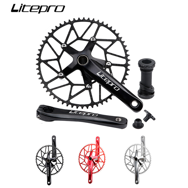 LP Litepro Bộ Giò Đĩa Xe Đạp Gấp Gọn Hợp Kim Nhôm Tay Quay Rỗng 170MM 46T 48T 50T 52T 54T 56T 58T 130BCD Phụ Kiện Xe Đạp Tay Quay BMX
