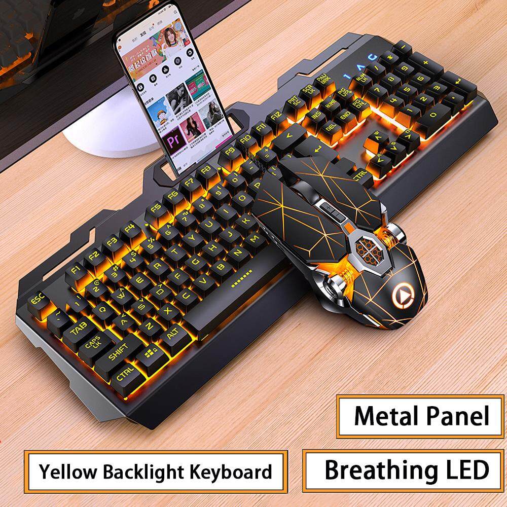 Máy tính có dây bàn phím và chuột combos Backlit RGB LED USB 104 cảm giác