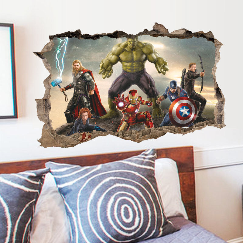 3D Marvel Avengers Wall Sticker PVC Wallpaper 50cm*70cm review and price