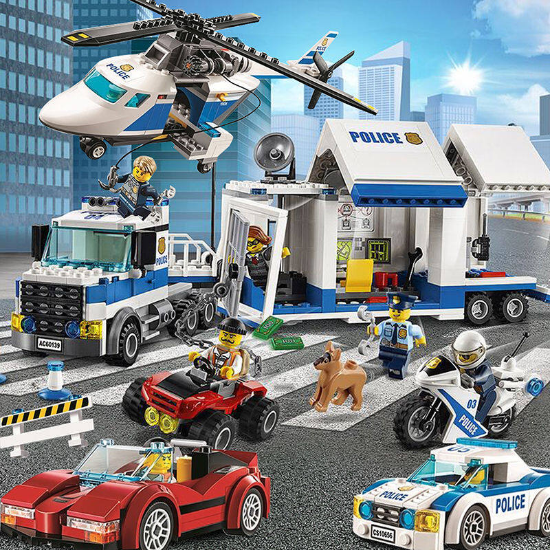 Command trung tâm cảnh sát tuần tra xe cảnh sát máy bay cục lego city tương thích di động đồ chơi xây dựng khối 60139 hiện tại