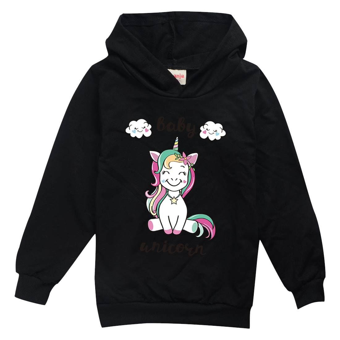 Kỳ lân bé trai dài tay cho bé gái áo len trùm đầu hoodies quần áo trẻ em phim hoạt hình có mũ cho bé gái mùa thu áo len 466 kids quần áo mùa thu mùa đông casual loose áo chui đầu thể thao tops