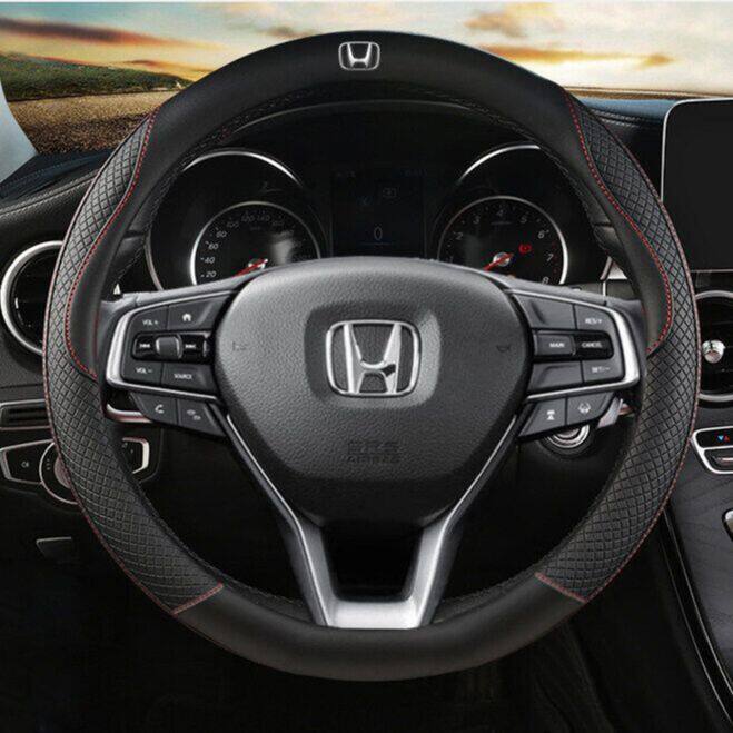 Bọc Vô Lăng Ô Tô Honda Hình Tròn Màu Đen Da Phù Hợp Cho Mọi Loại Xe Honda Accord City Civic CRV HRV Jazz Odyssey Stream CRZ 38CM