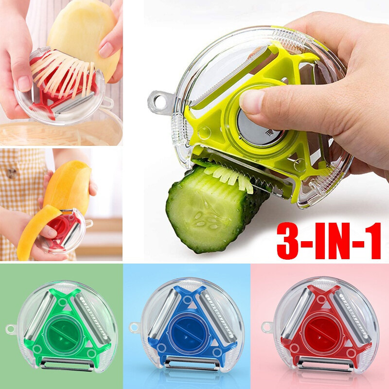 Máy Cắt Gọt Vỏ 3 Trong 1 Peeler Dụng Cụ Cắt Julienne, Dụng Cụ Bào Lưỡi Đa Năng Bằng Thép Không Gỉ Phụ Kiện Nhà Bếp