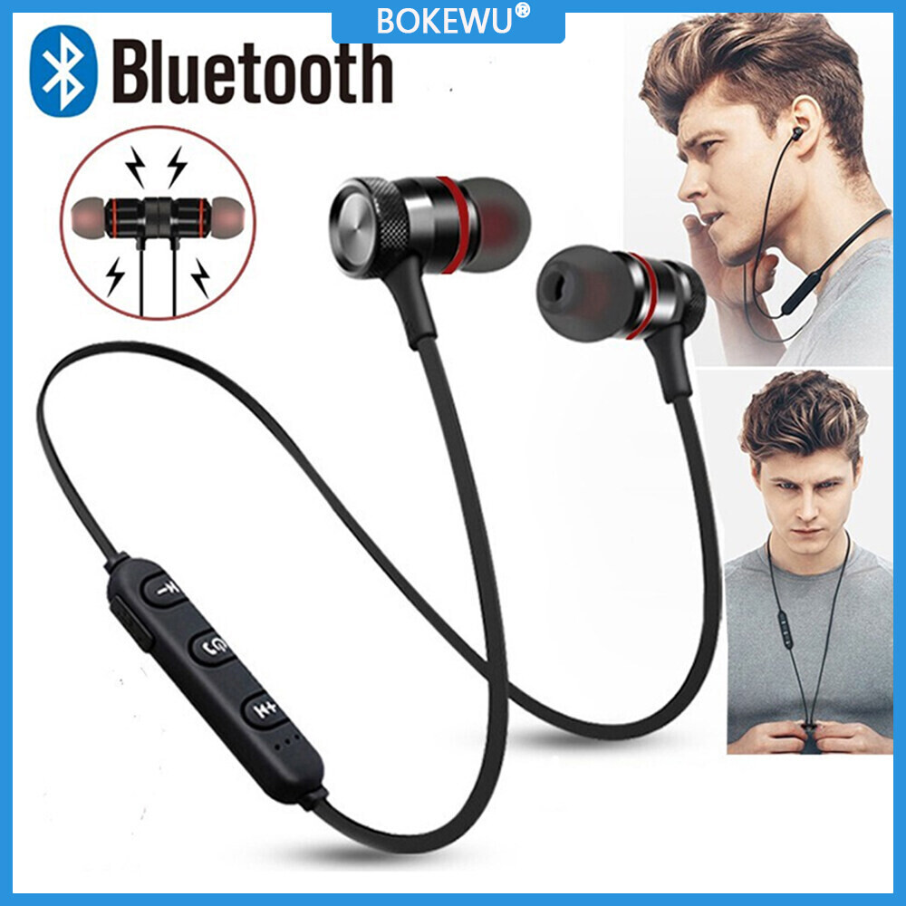 BOKEWU Tai Nghe Bluetooth Từ Tính Tai Nghe Đeo Cổ Thể Thao Tai Nghe Chơi Game Không Dây Tai Nghe Âm Thanh Nổi Tai Nghe Kim Loại Có Mic