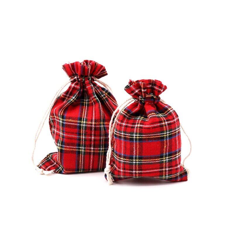 Ernst9 Red Lattice 10X14cm 13X18cm Drawst Storage Pouch Packaging Gift Bag Underwear Socks Jewelry Organizer Xmas Bags 50Pcs/Lot