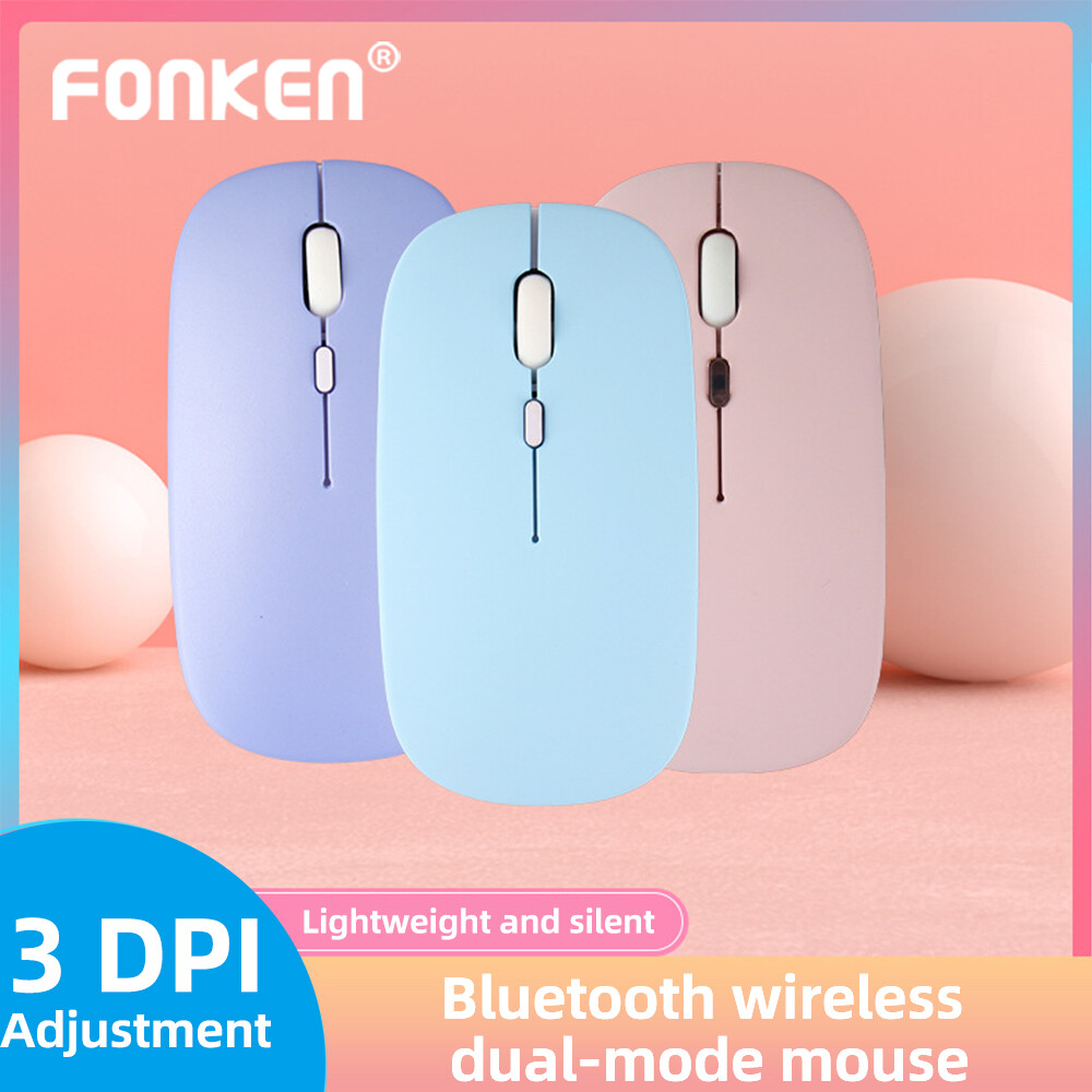 Fonken chuột không dây bluetooth 2.4ghz chuột usb im lặng mini có thể sạc lại chế độ kép cho macbook samsung phụ kiện máy tính xách tay