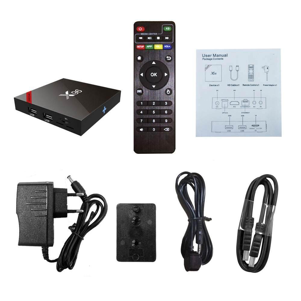 2+16G X96 S905W Android 7.1 Smart TV Top Box with IR Cable US/EU/UK/AU Plug - intl