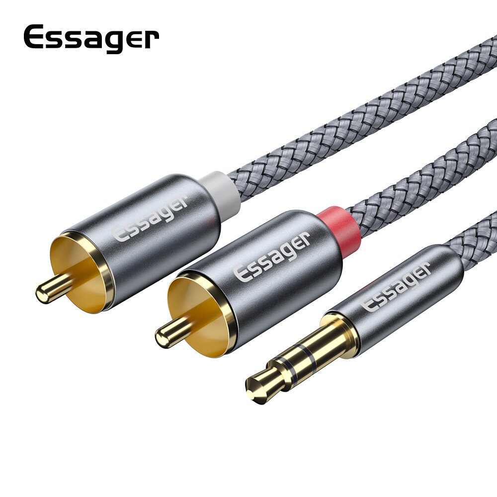 Essager 0.5m/1m/2M/3M/5M RCA giắc cáp âm thanh 3.5 đến 2 cáp RCA 3.5mm jack để 2RCA nam Splitter cáp