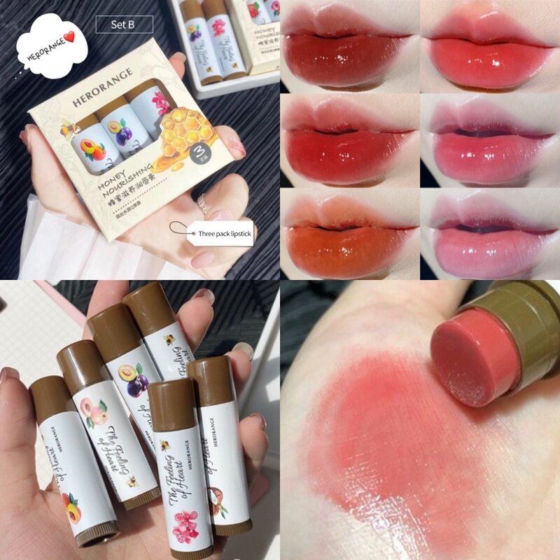Set 3 cây son dưỡng môi HERORANGE Vị Trái Cây (3 cây 3 màu)