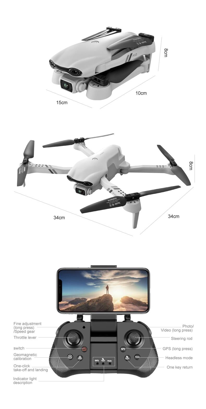 รูปภาพรายละเอียดของ 2021 NEW F10 Drone GPS 4K 5G WiFi Live Video FPV Qtor Flight 25 Minutes RC Distance 2000m Drone HD Wide-Angle Dual Camera with Storage Bag