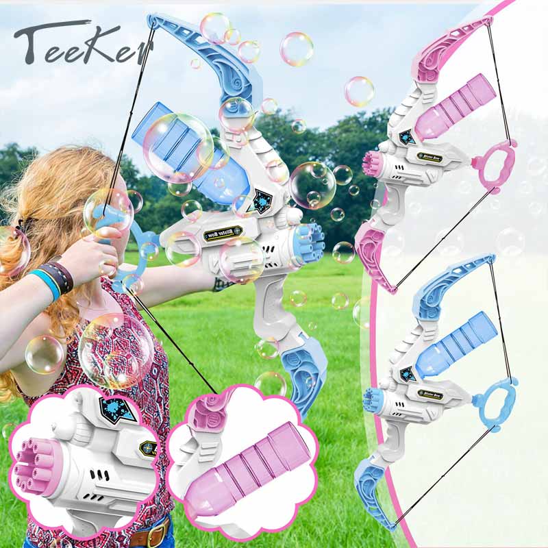 Teeker 2in1 Electric Bubble Machine Bow and Arrow Automatic Bubble Blower Soap Bubbles Bazooka Maker Water Outdoor Toy ราคา 452 บาท*ส่งฟรี