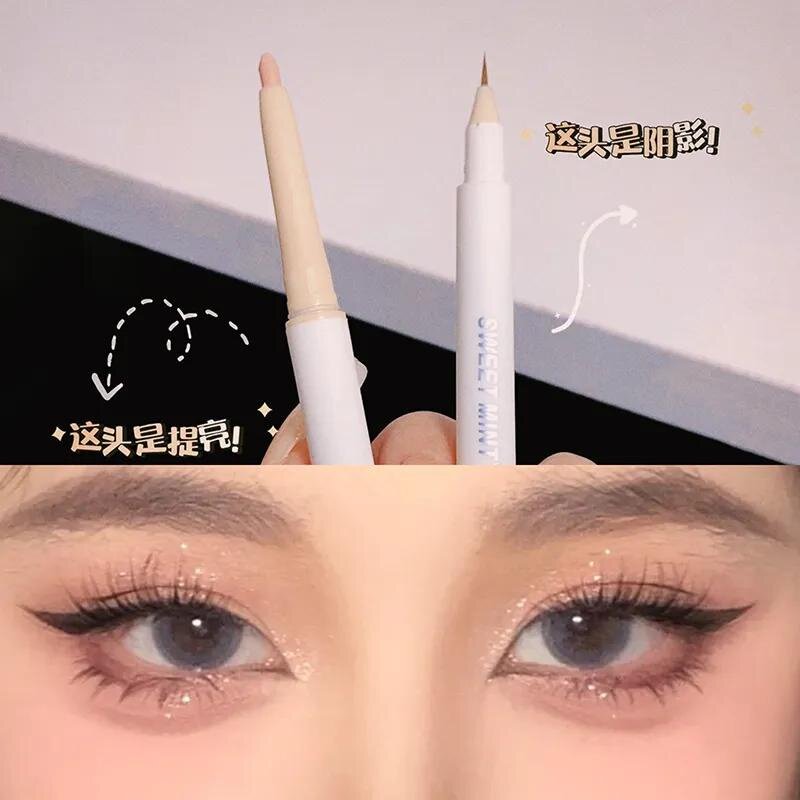 SWEET MINT Eyeliner Silkworm Pen Glitter Nude Bright Waterproof Double Head Eyeliner Pen Eye Makeup