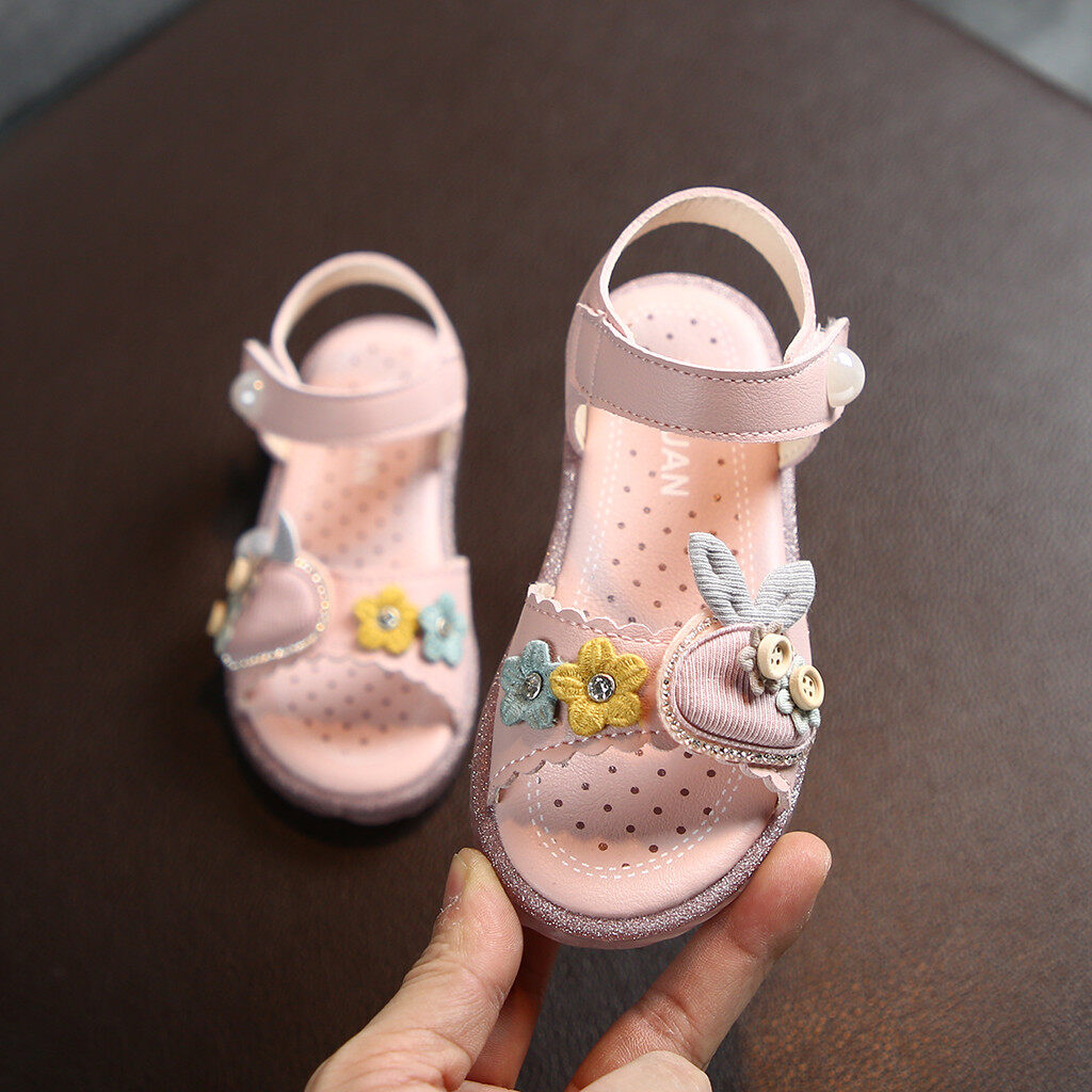เด็กอ่อนเด็กทารกเด็กเด็กทารกกระต่ายน่ารักนุ่มรองเท้าเจ้าหญิงรองเท้าแตะชายหาด
