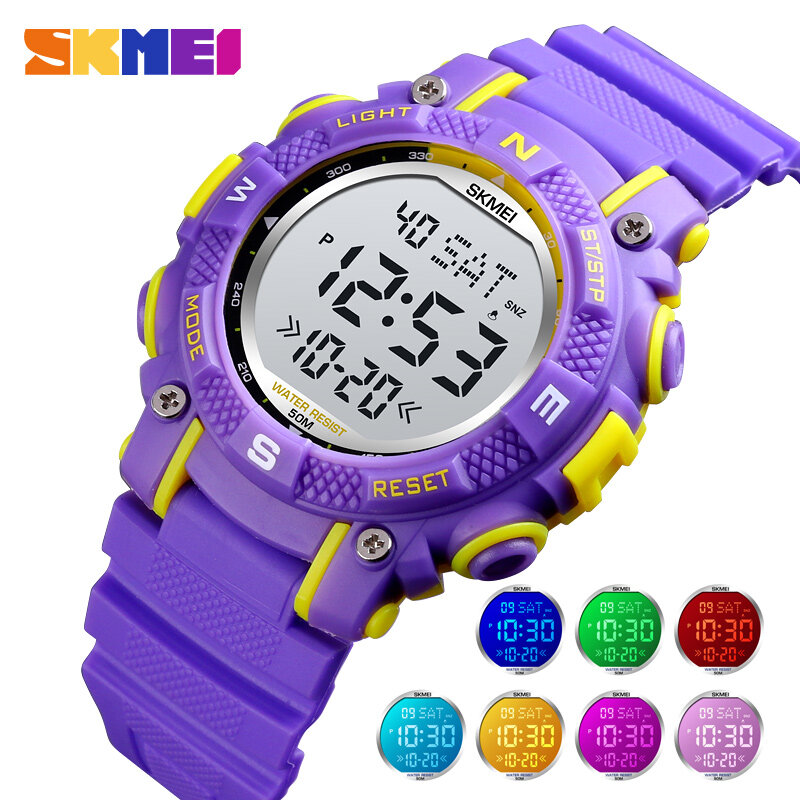 Đồng Hồ Đa Năng SKMEI Cho Trẻ Em, Đồng Hồ LED Kỹ Thuật Số Chống Nước Cho Bé Trai Bé Gái 1613
