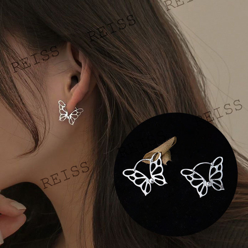 1 Đôi Bông Tai Bạc Hình Bướm Đơn Giản Phong Cách Hàn Quốc Dành Cho Nữ