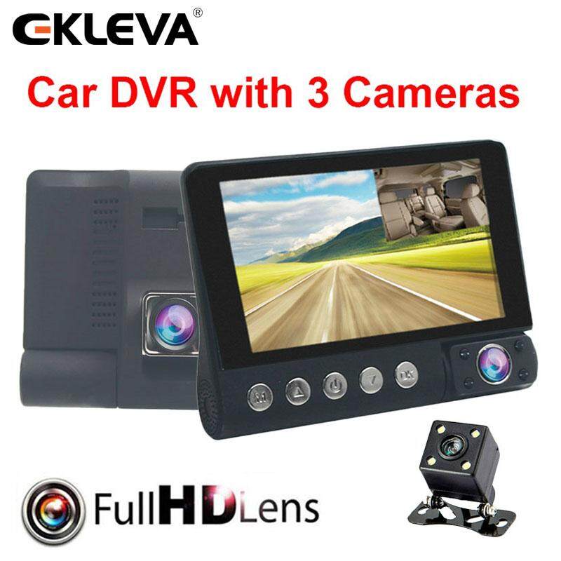 EKLEVA 4 inch Three Lens Car DVR HD 1080P 170 Wide Angle Cycle Recorder G