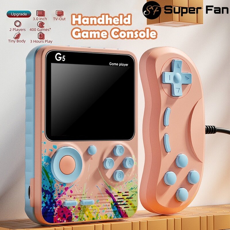 (Super Fan) Máy Chơi Game Video Phiên Bản Mới Máy Chơi Game Cổ Điển G5 Máy Chơi Game Mini Máy Chơi Game Màn Hình LCD HD Máy Chơi Game Hai Vai Quà Tặng Sinh Nhật Cho Trẻ Em