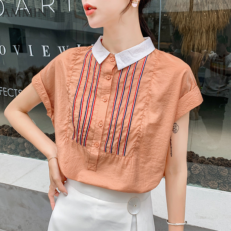 Áo Kiểu AMMIN Ngắn Tay Cho Nữ, Áo Chiffon Thời Trang Thiết Kế Theo Phong Cách Hàn Quốc, Dáng Rộng, Mỏng, Ngọt Ngào