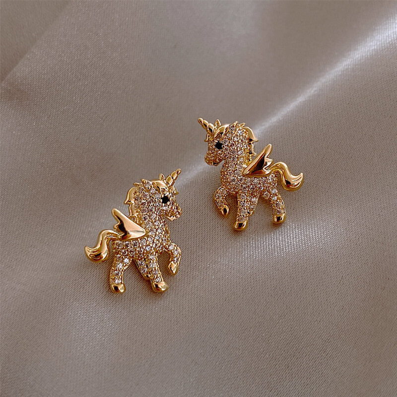 Frascati Phụ Nữ Thanh Lịch Kỳ Lân Bông Tai Đinh Tán Thời Trang Dễ Thương Bông Tai Kỳ Lân Bông Tai Đinh Tán Trang Sức Nữ