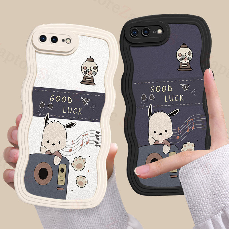 Wavy Edge Casing For iPhone 6 6S 7 8 Plus XR X XS Max SE 2020 Phone Case Lambskin Leather Soft Silicone All-inclusive Lens Shockproof Cute Cartoon Couple Back Cover