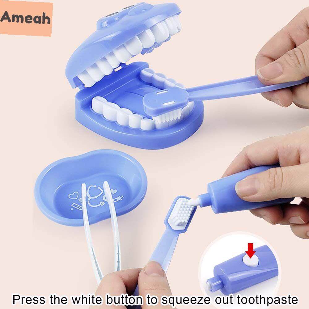 Ameah 9 món đồ chơi bác sĩ cho trẻ em trẻ em đánh răng mô phỏng bộ dụng cụ