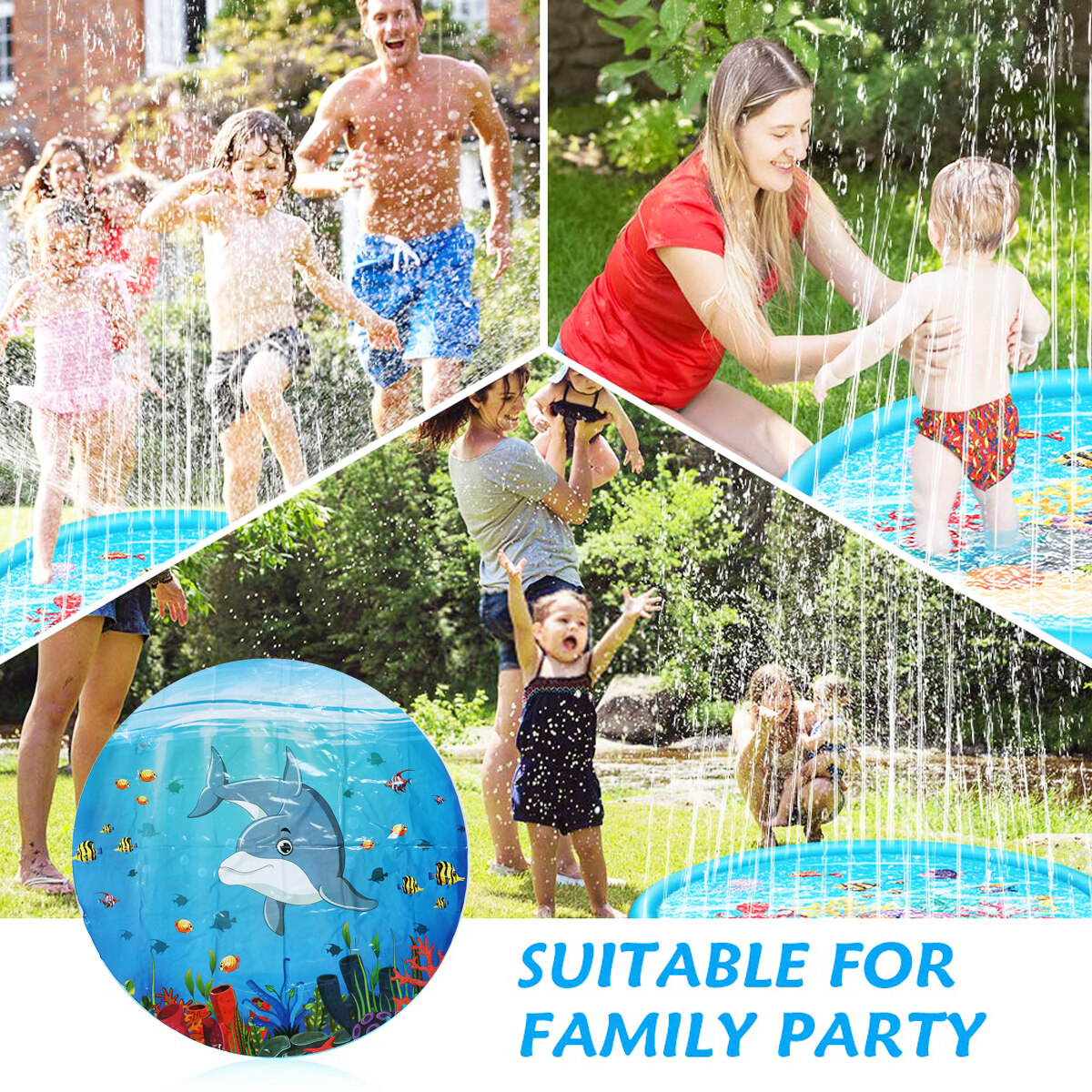 Generic 100cm Summer Children Play Mat Sprinkle Splash Water Toy