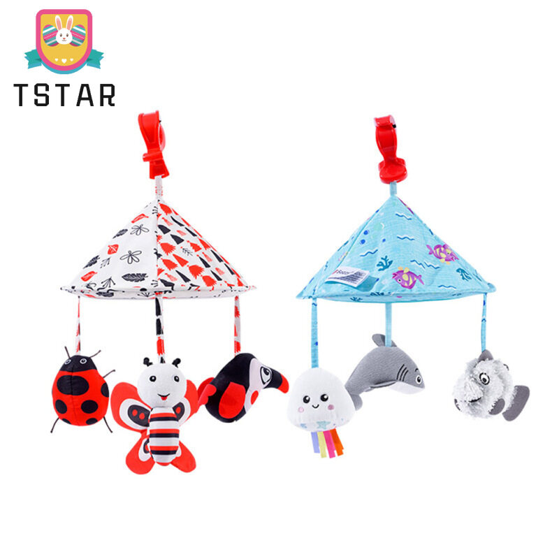 Baby Car Hanging Rattle Toys Cute Cartoon Animal Plush Doll Stroller