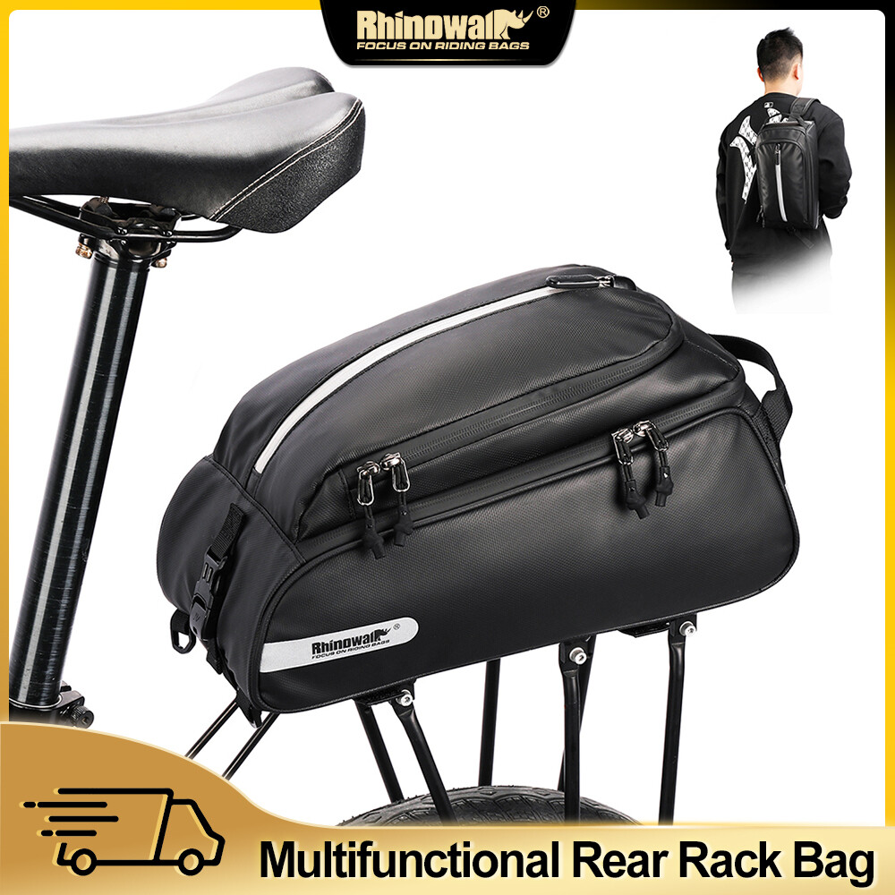 Rhinowalk túi đi xe đạp túi giỏ xe đạp túi giá đỡ phía sau chống nước 12l túi cốp xe đạp leo núi có nắp che mưa cho brompton
