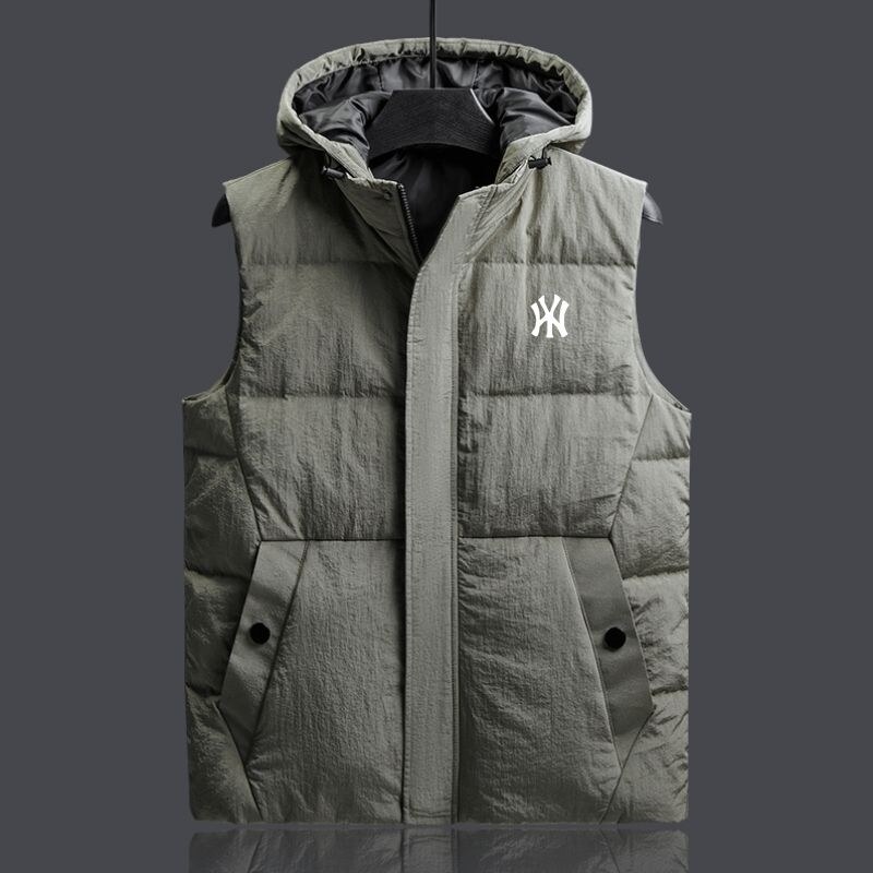 Mlb ny áo vest nam áo phao gile dày không tay áo khoác jacket ấm có mũ lông vịt trắng áo phao gile m