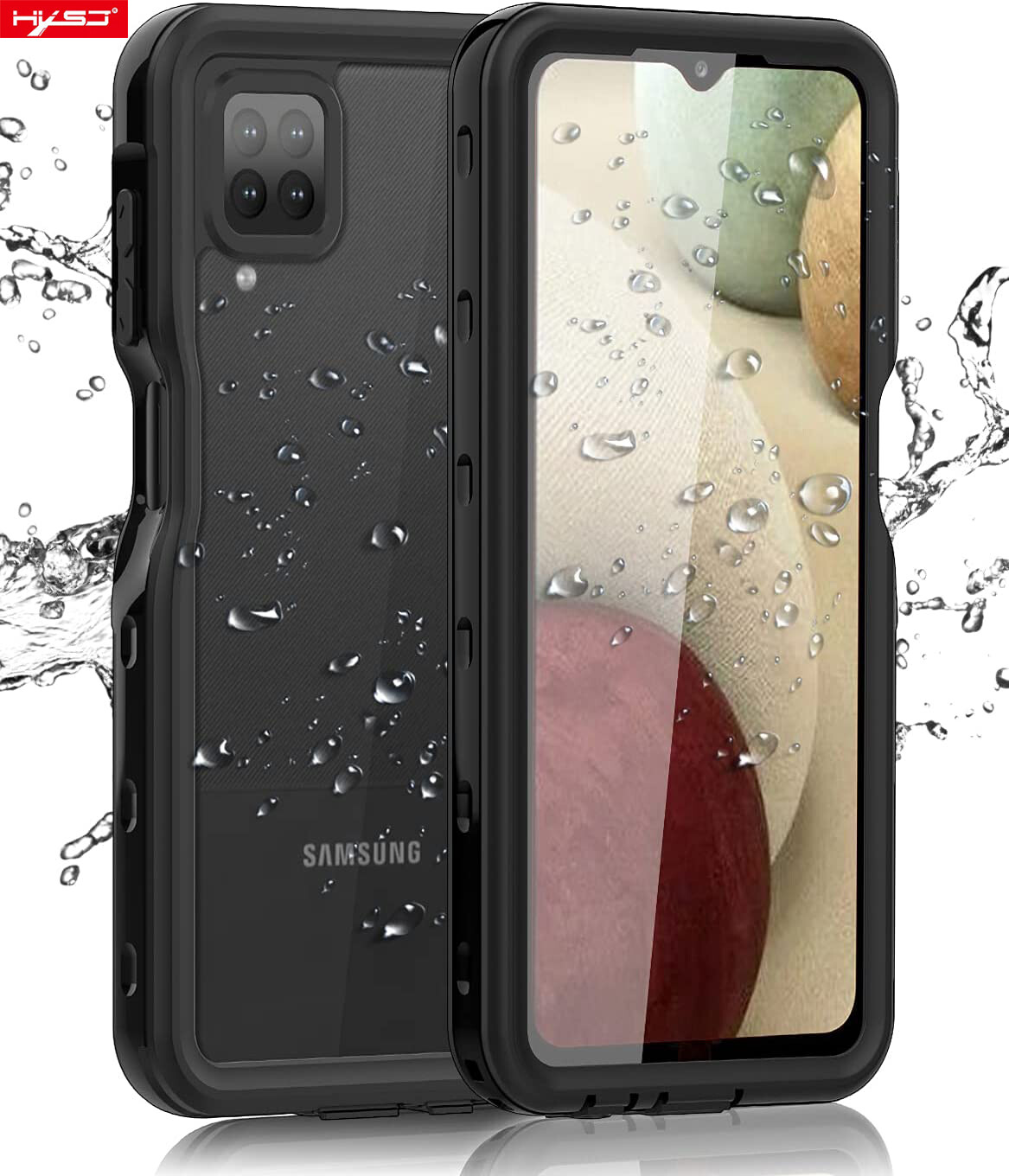 Ốp Chống Nước Cho Samsung Galaxy A12 Có Tích Hợp Bảo Vệ Màn Hình Ốp Điện Thoại Chịu Lực Nặng Chống Rơi Chống Sốc Chống Bụi, Vỏ Bảo Vệ Dưới Nước Toàn Thân Gồ Ghề Cho Samsung Galaxy A12 (Màu Đen)