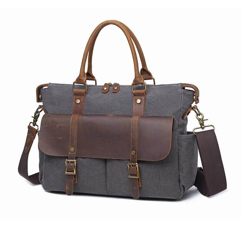 Ando Design Briefcase Men Vintage canvas Laptop Shoulder Messenger Bag Handbag Waterproof Large Capacity Business Office Casual European ราคา 1,299 บาท*ส่งฟรี